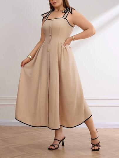 Elenzga Vestido de verano de moda casual de vacaciones con estilo retro francés, elegante y de color contrastante con lazo para ir al trabajo