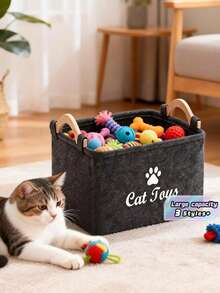 Caja de almacenamiento de suministros para mascotas, adecuada para gatos y perros, caja organizadora de juguetes para mascotas con asa, cesta/caja de almacenamiento de suministros para mascotas plegable, caja de juguetes/almacenamiento para niños - Multicolor - Ver 1