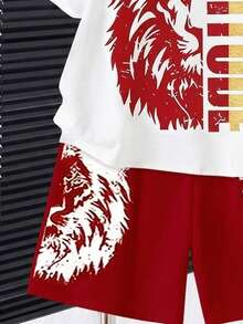 Set di maglietta a maniche corte con scollo rotondo e pantaloncini con stampa minimalista per bambini piccoli - Multicolore - Visualizzare 7