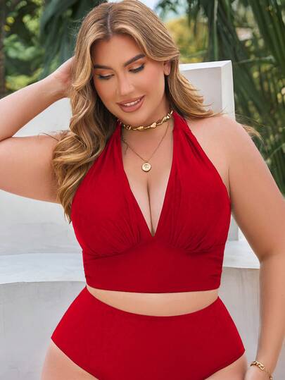 Swim Lushoire Top de traje de baño ajustable de talla grande para vacaciones de verano 2026