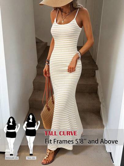 SHEIN Tall CURVE CURVE New Plus Size Women's Tall GirlsWomen's Summer Beach Vacation Solid Color Textured Fabric Fitted Slip Dress, Spring/Summer,Suitable For Commuting In Summer , Slimming And Waist-Cinching,Tall For Women's.High-Waisted Makes You Look Slimmer And Your Legs Longer, Suitable For Tall Women.High-Waisted Makes You Look Slimmer And Your Legs Longer, Suitable For Tall Women.Suitable For All Seasons And Occasion,Suitable For Tall Girls& Women, Summer Dress Summer Summer Dresses Carnival Women Look 2026,Carnival Outfit,Carnival Costumes,Party Dress, Elegant Dresses For Party, Party Dresses For Women, Elegant Party Dresses For Women, Long Party Dresses,Wedding Guest Dress For Women, Weddings & Events,Luxury Evening Dresses For Weddings, Bridesmaid Dress, Elegant Dresses For Ladies, Vacation Outfits Women, Holiday Outfits For Women, Summer Holiday Outfits,Resort Wear Women,Summer Vacation Outfits,Casual Dresses For Women, Casual Long Dresses ,Mother Of The Bride Dresses For Wedding,2026 New