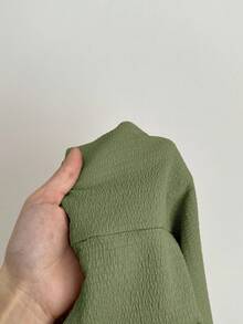 LMoss Kids Young Girl Woven Solid Color Square Neck Ruffle Hem Casual Dress - Olive Green - View 10
