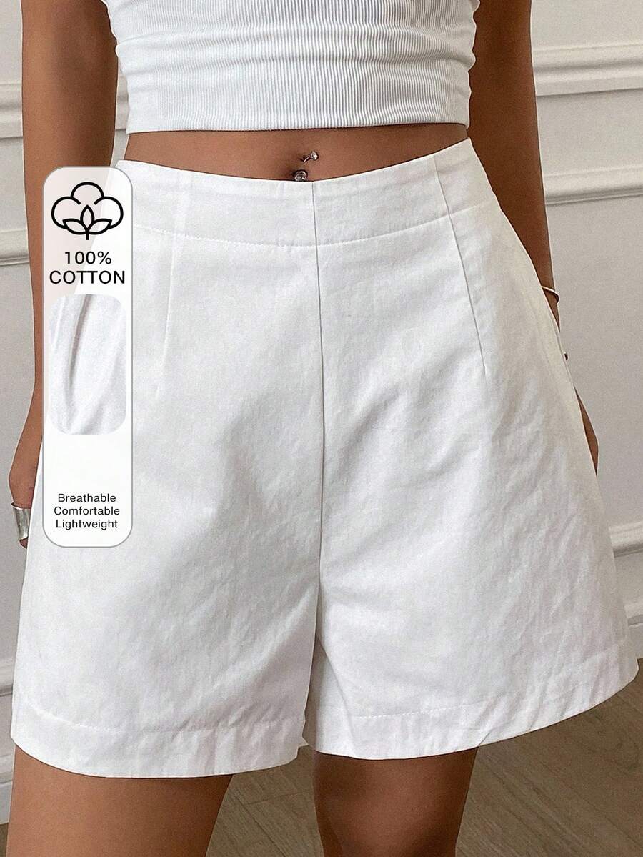 Dazy Tall Pantalones cortos casuales sueltos de ciudad para mujer - Blanco - Ver 1