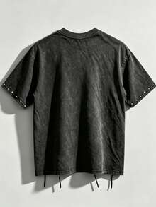 ROMWE MEN Áo thun ngắn tay, chất liệu 100% cotton chải kỹ, họa tiết quý bà cung đình cổ điển, kiểu dáng rộng rãi, thời trang, phù hợp cho cả nam và nữ. - màu đen - Xem 4