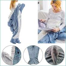 1 Adult Shark Hooded Blanket, Shark Clothing, Wearing Shark Blanket, Comfortable Shark Pajamas, Ultra Soft And Comfortable Flannel Shark Hooded Blanket, Family Shark Hooded Blanket, Wearing Shark Sleeping Bag - Multicolor - View 6