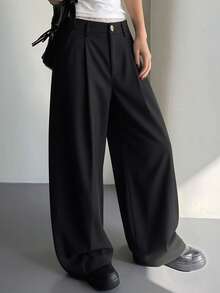 DAZY Women's Loose Wide Leg Pants, Casual Street Style, Spring/Summer - Black - View 6