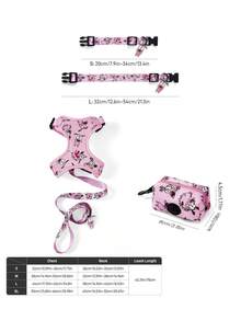 COURAGE THE COWARDLY DOG X SHEIN 一套卡通图案印花宠物旅行背带和牵引绳套装，包括项圈、便携式收纳袋，多种尺寸可选，背带长度可调节，适合猫、狗和胆小的狗狗。 - 淺粉色 - 查看 15