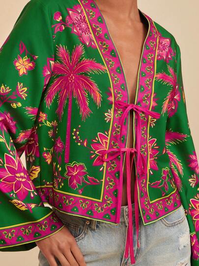 Travachic Blouse ample à manches longues avec imprimé floral pour femmes, printemps/été