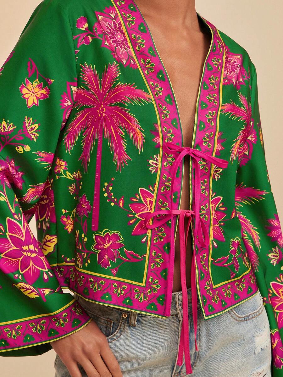 Travachic Blusa de manga larga con estampado floral y corte holgado para mujer, primavera/verano - Multicolor - Ver 1