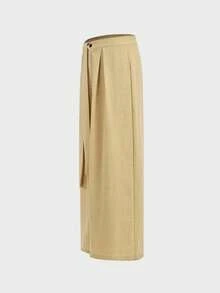 AXEPEAK Men's Solid Color Knotted Waist Wide Leg Loose Pants - Apricot - View 4
