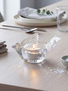 Haus Hana 1pc Light Luxury Style Transparent Glass Seashell Candle Holder Decorative Accessory For Romantic Candlelit Dinner Photography Prop - multicolor - View 3