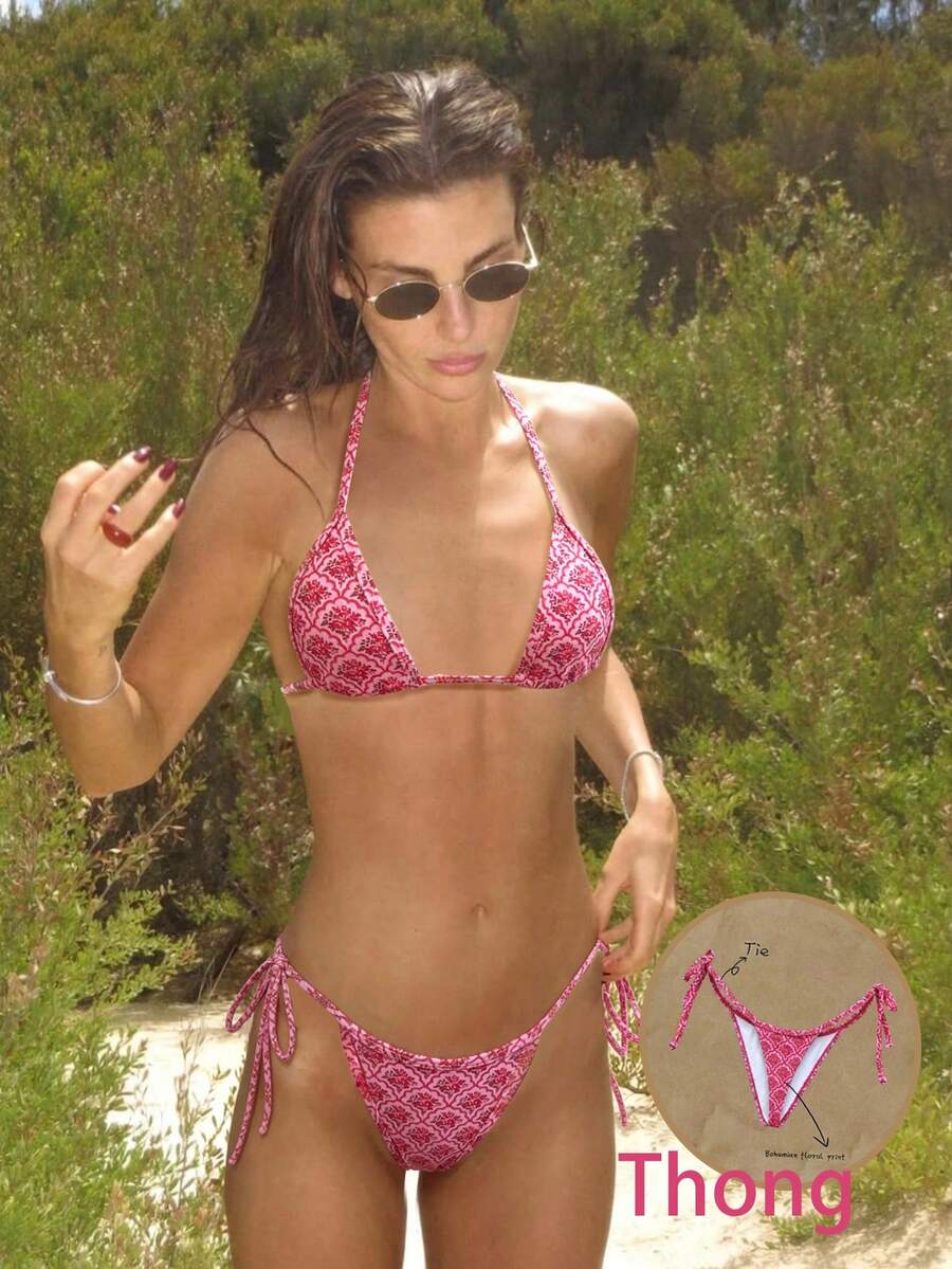 Swim Vcay Random Print Halter Bikini Set For Women, Spring/Summer - Multicolor - View 1