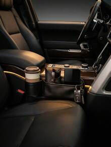1pc Multi-Function Car Seat Gap Storage Box With Cup Holder, Car Center Console Storage Box, Women's Organizer Box, Travel Essential, Dorm Supplies, Autumn Decor - Multicolor - View 5