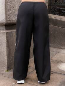 Xuxu's by Gio Women's Spring And Summer Concert Streetwear Going Out Color-Blocked Parachute Pants Black - Black - View 2