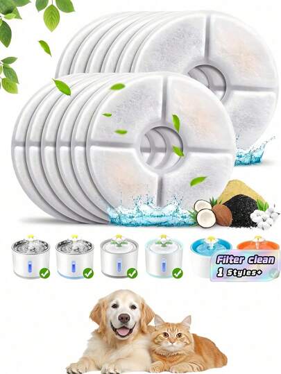 Bộ lọc thay thế cho đài phun nước cho mèo 8PCS [Tròn], Tương thích với đài phun nước cho mèo 80oz/2.4l, Hệ thống nhiều bộ lọc Bộ lọc than hoạt tính, Thích hợp cho đài phun nước hoa uống tự động cho thú cưng, Thích hợp cho máy làm mát nước cho mèo và chó, Ngăn ngừa rụng lông cho thú cưng, Tránh ăn nhầm, Bảo vệ sức khỏe thú cưng, Tặng thú cưng món quà sinh nhật tuyệt vời nhất