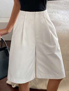 DAZY Women's Loose Straight Leg Knee-Length Shorts, Casual & Formal, Suitable For Summer Vacation - White - View 8
