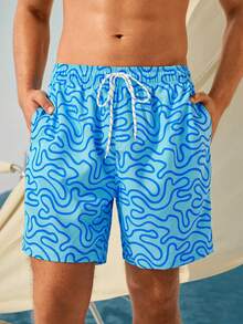 Manfinity VDAYZ Men's Casual All-Over Print Beach Shorts Suitable For Vacation, Beach, Pool, Outdoor Activities, Daily Wear Suit Set His And Hers Swimwear Beach Outfit For Men And Women Couple Swim Vcay Summer Outfits For Women Vacation National Flag Beach Outfit For Men National Flag Couple Matching Swimwear Matching Swimwear For Couples Couple Beach Holiday / Vacation / Beach / Hawaii / Tropical / Swim / Bathing - Multicolor - View 3