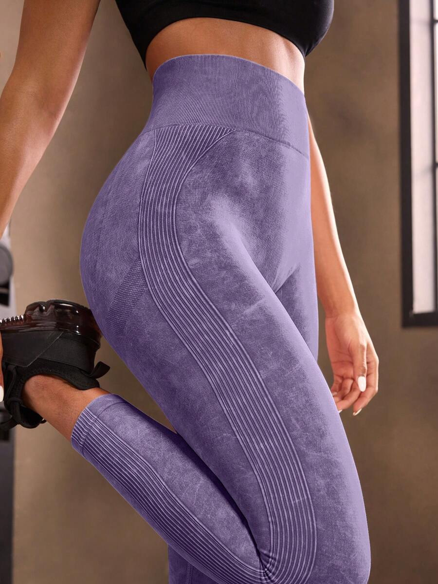 Powerista Leggings deportivos de mujer sin costuras, de alta elasticidad y lavados - Morado - Ver 1