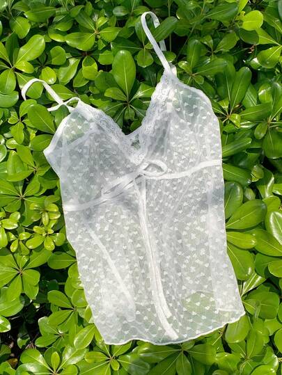 Comfortcana Women's Heart Mesh & Contrast Lace Camisole, Holiday Outfits For Women , Summer Outfits, Festival Outfits , Beach Outfit , Going Out Top, Going Out Outfits , Summer Clothes , Summer Top, Tops For Going Out, Vacation, Women's Country Clothing