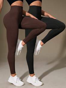 SHEIN Velisys Bộ 2 quần legging thể thao không đường may - Nhiều màu - Xem 2
