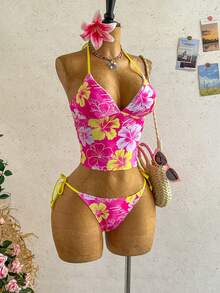 Soleia Women's Floral Print Swimwear Set For Beach Vacation - Multicolor - View 4