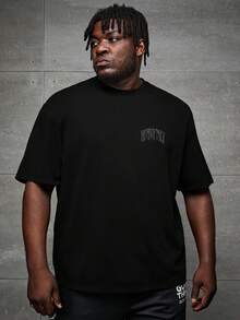 EASEVO Camiseta gráfica con estampado de mano con letra grande para hombres de talla grande, estilo emo - Negro - Ver 8