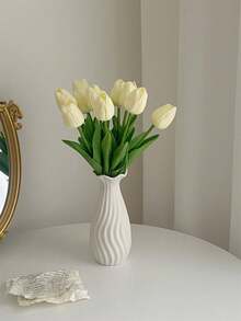 Artificial Tulip Fake Flowers, Realistic Simulation Floral Decor For Living Room Bedroom Home Ornament - Apricot - View 5