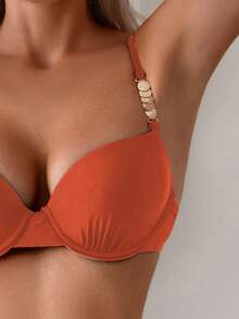 Swim SXY Women's Solid Color Bikini Set - Rust Brown - View 5
