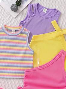 SHEIN 4件套女童背心和吊带衫 - 彩色 - 查看 2