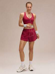 GLOWMODE 4" RefreshRun Shorts VitalSwift Quick-Dry Ultralight Mid-Rise Waist Drawstring Waist Reflective Running Shorts With Built-In Anti-Odor Underwear Zip Pocket High Impact Workout Running Training - Maroon - View 6