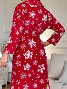 1pc Women Sleepwear Robe, Printed Stylish Bathrobe, Loose Fit Long Sleeve Soft Plush Warm Robe For Winter, Suitable For Party, Everyday, Student Summer Wedding Home Bathroom Decor - Pink - View 5