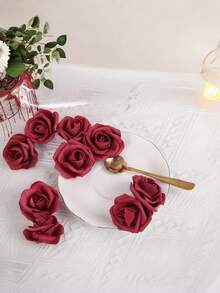 10/15/20/30/40/50/100 bông hoa giả bằng xốp PS màu đỏ rượu vang, kiểu dáng đơn giản, trang trí nhà cửa, phòng khách, tiệc cưới, bàn tiệc, bình hoa, vật trang trí trung tâm. Đóng gói trong túi OPP, nhẹ, không phai màu, có thể tái sử dụng, trang trí mùa thu, ngày lễ tình nhân, cắm hoa thẩm mỹ, đồ thủ công DIY. - Màu Đỏ Sâu - Xem 4