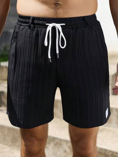 VENTUSAIL Men's Casual Elastic Waist Pleated Shorts, Suitable For Daily Wear, Travel, Beach, And Vacation. This Pair Of Shorts Is A Must-Have Item For Vacation Travel, And Makes A Great Gift For Boyfriends Or Husbands.Men Old Money,Daily Leisure, Weekend Trips, Outdoor Activities, Travel Expeditions, Relaxed Work Environments Or Semi-Formal Occasions, Boyfriend/Husband Gift, Anniversary /Birthday Gift Party Summer Vacation Holiday,Wedding,Spring To Summer,Easter,Y2k,Vintage,Festival,Men's Black Drawstring Textured Shorts With Pockets Casual Summer Bottoms,Black Shorts For Men,Mens Shorts Streetwear,Mens Black Shorts,Streetwear Shorts,Men's Shorts With Drawstring