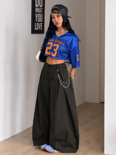 Coolane Women's Summer Going Out Casual Streetwear Chic Vintage Daily Wear Striped Comfortable Black Baggy  Wide Leg Mid Rise Pants Summer Outfit For Women Black Pants