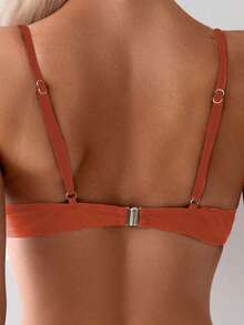 Swim SXY Women's Solid Color Bikini Set - Rust Brown - View 6