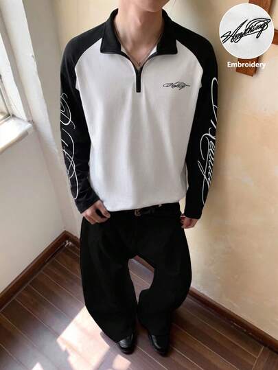 STEELVANCE 男士舒适纯色面料，插肩袖撞色Polo衫，休闲百搭，适合度假、用餐、日常约会等场合，简约风格，也适合运动、骑行，自穿或送礼皆宜。