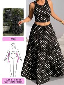 Solflare Yellow Sleeveless Maxi Dress Plus Size 2 Pieces Set - Multicolor - View 1