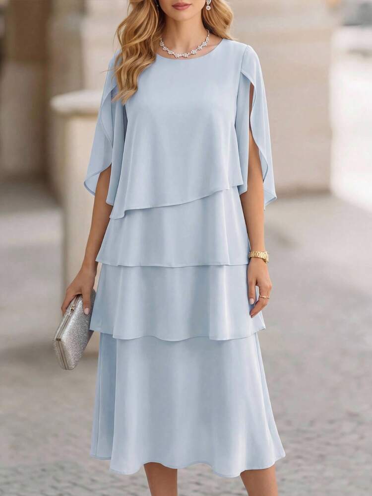 Middle-Aged & Elderly Women's Elegant Solid Color Party Dress
