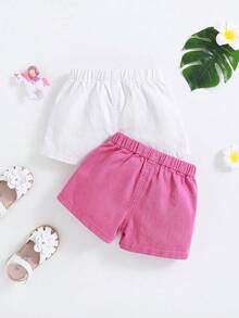Váy denim xếp ly bồng bềnh dễ thương cho bé gái SHEIN, chất liệu co giãn cao, mềm mại thoải mái, kiểu dáng boho mùa xuân hè, điểm xuyết hoa văn. - Nhiều màu - Xem 2