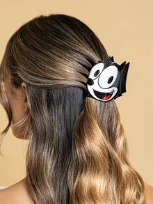 SHEIN Felix The Cat Cute Cat Cartoon Hair Claws, Grab Clips, Acrylic Hairpins, Suitable For Medium And Long Hair, Suitable For Home Bathing, Beauty Disc, Hair Tie, Styling Black - 黑色 - 查看 4