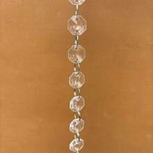 Clear Acrylic Octagon Bead Garland, 1m Hanging Crystal Bead Chain, Wedding Ceiling Decorations For Party, Stage Backdrop & Room Divider - Clear - View 7
