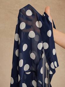 Anewsta Áo sơ mi dài tay bằng vải chiffon chấm bi kiểu Pháp cổ điển, thanh lịch, chất liệu cao cấp, đa năng, phù hợp cho công sở và du lịch. - Xanh đậm - Xem 8