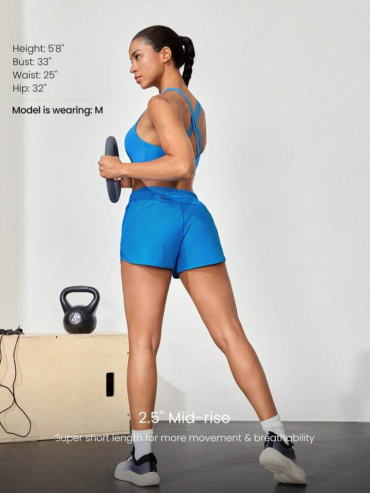 2.5" RefreshRun Shorts VitalSwift Ultralight Sweat-Wicking Mid-Rise Waist Adjustable Drawstring Waist Reflective Running Shorts With Built-In Anti-Odor Underwear Back Zip Pocket High Impact Workout Running Training Spring Summer