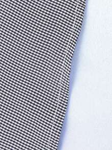 Franclia Camisa casual a cuadros con cuello de volantes y cordón ajustable, talla grande - Negro - Ver 5