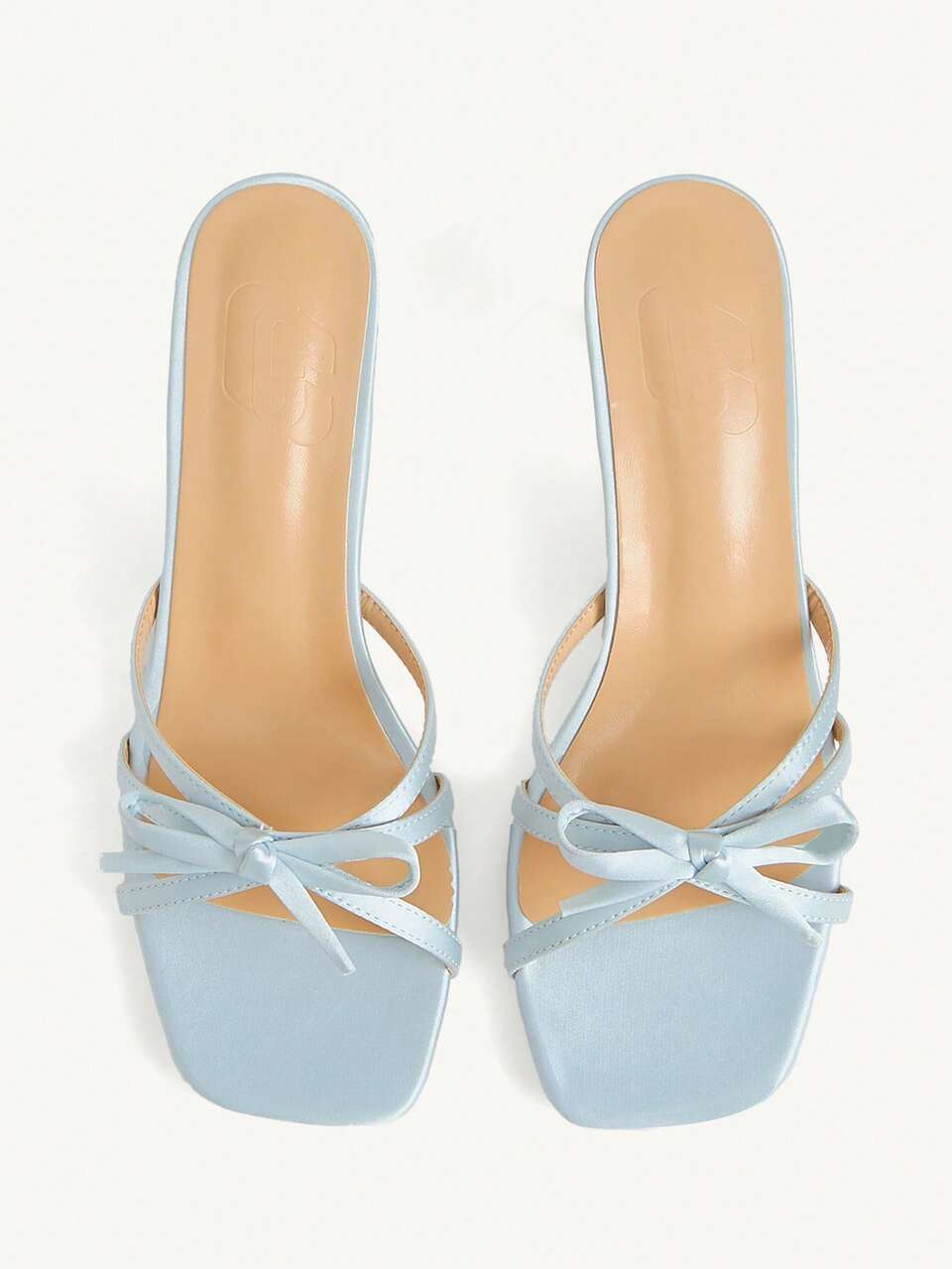 CUCCOO CHICEST Light Blue Satin Bow High Heel Square Toe Thin Strap Thin Heel Outer Wear Temperament Banquet Sandals Summer