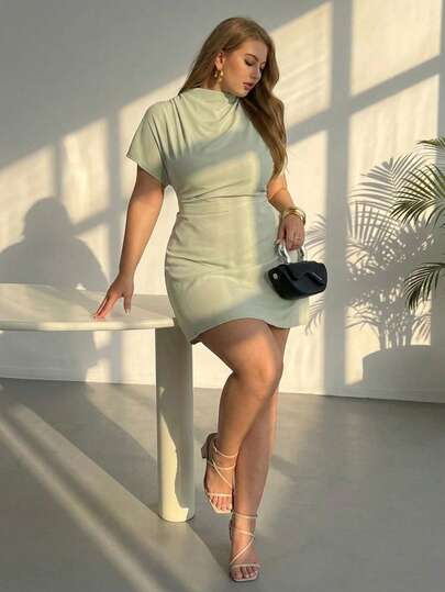 Auralis Nuevo vestido mini de línea A con cintura fruncida en verde menta, elegante atuendo de oficina para ir al trabajo, vestido de fiesta de estilo sirena de alta gama, manga con volantes de manga corta, para boda/Día de San Valentín/fiesta/sexy/ir al trabajo/romántico/fiesta de cumpleaños/festival de música/falda corta