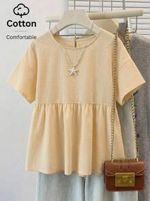 SHEIN EZwear 黄色条纹梭织女式衬衫 - 黃色 - 查看 7