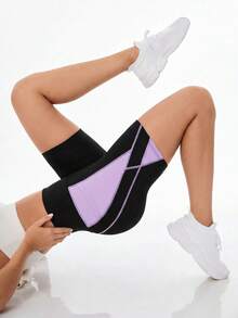 Easithlete Quần short thể thao cạp cao không đường may, phối màu tương phản. - Nhiều màu - Xem 3