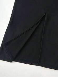 Teen Girl Fashionable Pleated Halter Neck Dress, Suitable For Travel And Vacation - Black - View 5