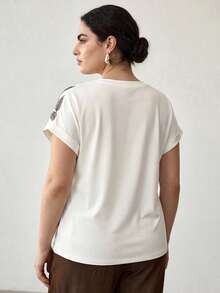 MOTF PREMIUM PLUS SIZE WOMEN'S FLORAL PRINT BATWING SLEEVE LOOSE T-SHIRT, SUMMER - White - View 5